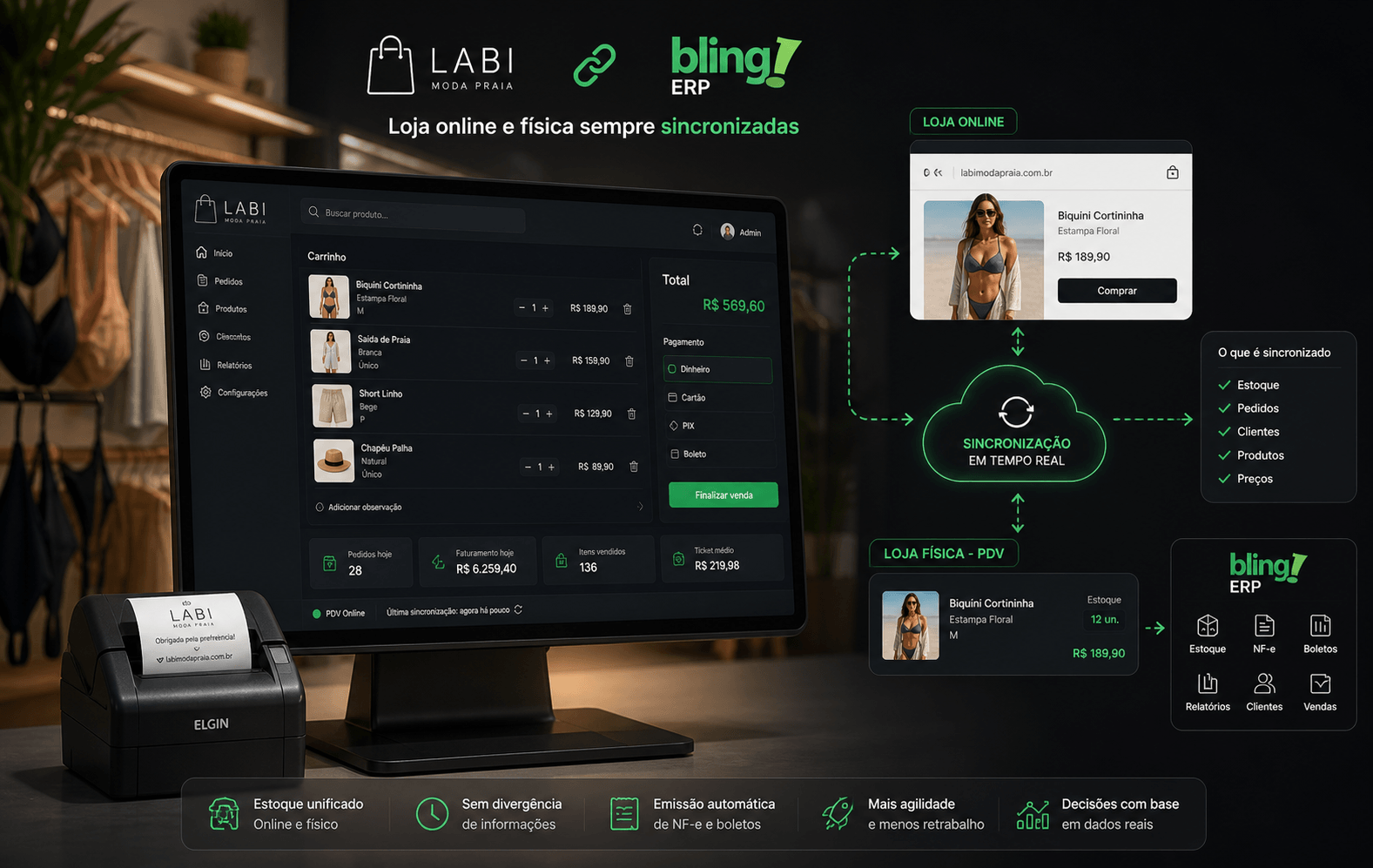 Sistema PDV desktop integrado com Bling ERP e emissão de nota fiscal eletrônica